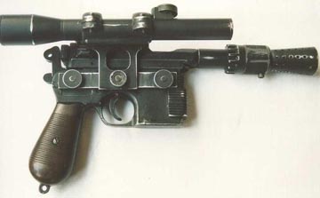 Han Solo's Blastech DL-44 'Hero' blaster. This is a temporary image of Icons blaster which is pretty much identical.